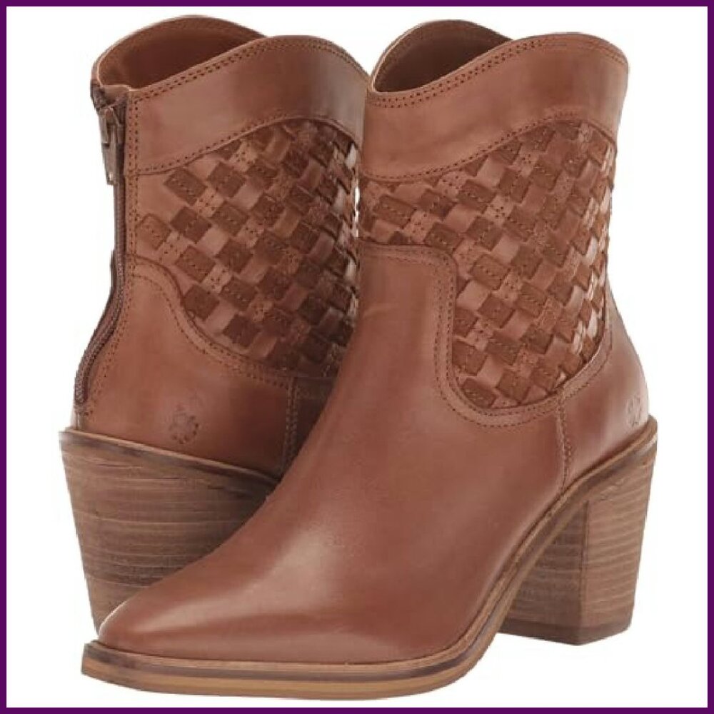 Leather Western Booties with Zipper Closure, Women's Ankle Boots - Picture 8 of 8